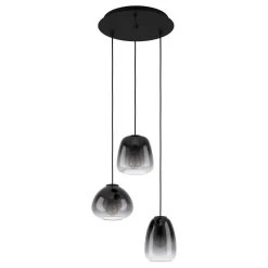 Eglo -Eglo eglo aguilares triple drop round pendant in black with vaporized black to grey glass p21148 72656 image