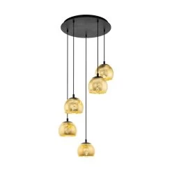 Eglo Albaraccin Five Drop Pendant With Gold Glass