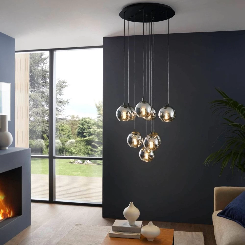 Eglo Ariscani 10 Drop Pendant With Transparent Black Vaporized Glass 6 Eglo Ariscani 10 Drop Pendant With Transparent Black Vaporized Glass - Image 4