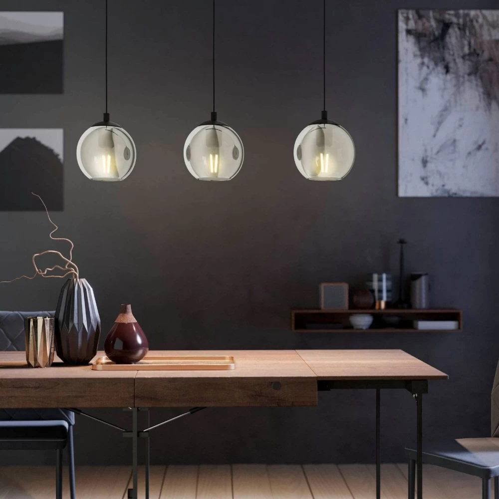 Eglo Ariscani Triple Bar Pendant With Transparent Black Vaporized Glass 5 Eglo Ariscani Triple Bar Pendant With Transparent Black Vaporized Glass - Image 3