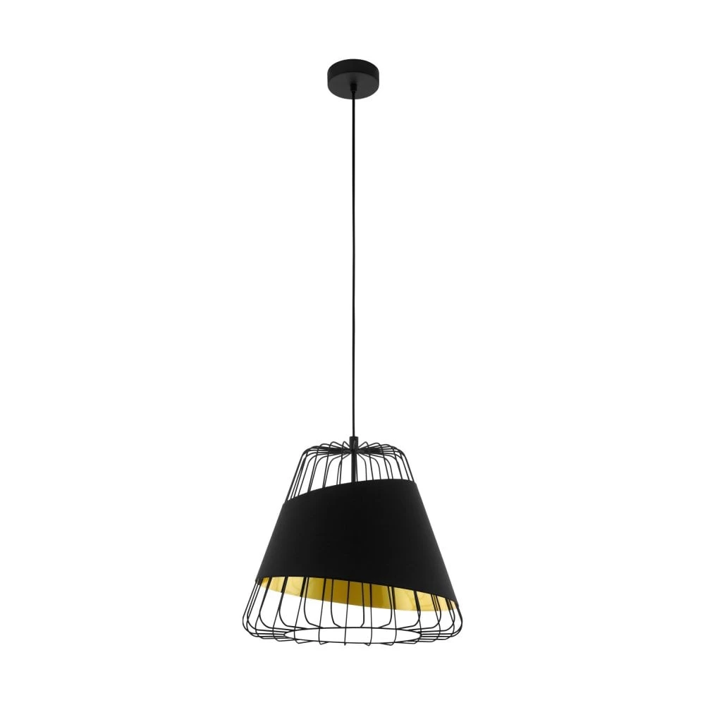 Eglo Austell 360mm Single Pendant With Black Band Of Fabric With A Gold Inner Finish 5 Eglo Austell 360mm Single Pendant With Black Band Of Fabric With A Gold Inner Finish - Image 3