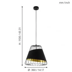 Eglo Austell 360mm Single Pendant With Black Band Of Fabric With A Gold Inner Finish 9 Eglo Austell 360mm Single Pendant With Black Band Of Fabric With A Gold Inner Finish -Eglo eglo austell 360mm single pendant with black band of fabric with a gold inner finish p23873 91838 image