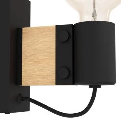 Eglo Bailrigg Wall Light In Black With Wood Detailing 9 Eglo Bailrigg Wall Light In Black With Wood Detailing -Eglo eglo bailrigg wall light in black with wood detailing p23805 91223 image