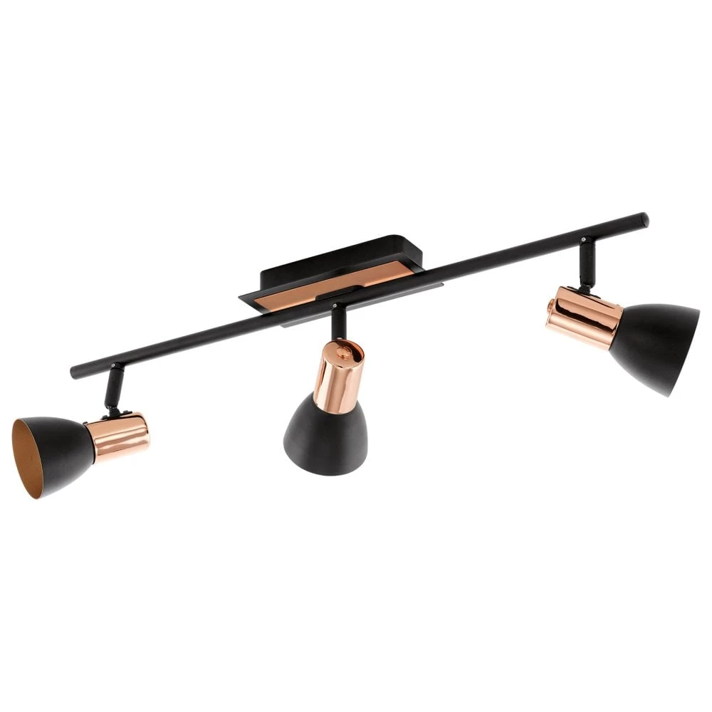 Eglo Barnham Triple Bar Spotlight In Black And Copper 4 Eglo Barnham Triple Bar Spotlight In Black And Copper - Image 2