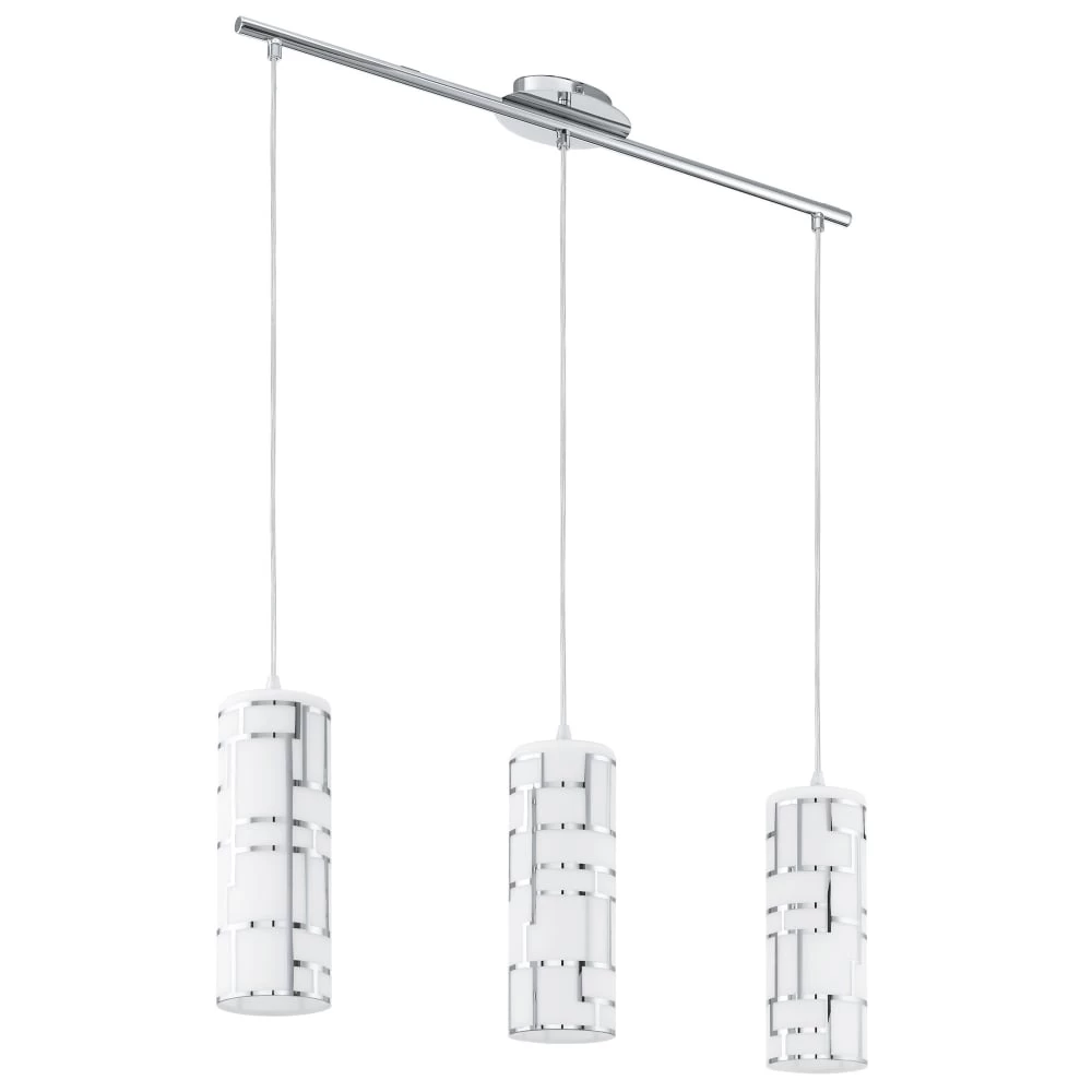Eglo Bayman Triple White Glass And Chrome Pendant Light 4 Eglo Bayman Triple White Glass And Chrome Pendant Light - Image 2