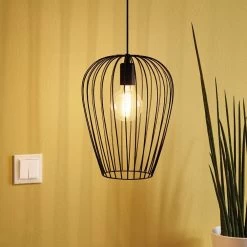 Eglo Black Newtown Large Breakfast Bar Cage Pendant Light