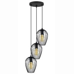 Eglo Black Newtown Three Light Cluster Cage Pendant Light 9 Eglo Black Newtown Three Light Cluster Cage Pendant Light -Eglo eglo black newtown three light cluster cage pendant light p2112 3682 image