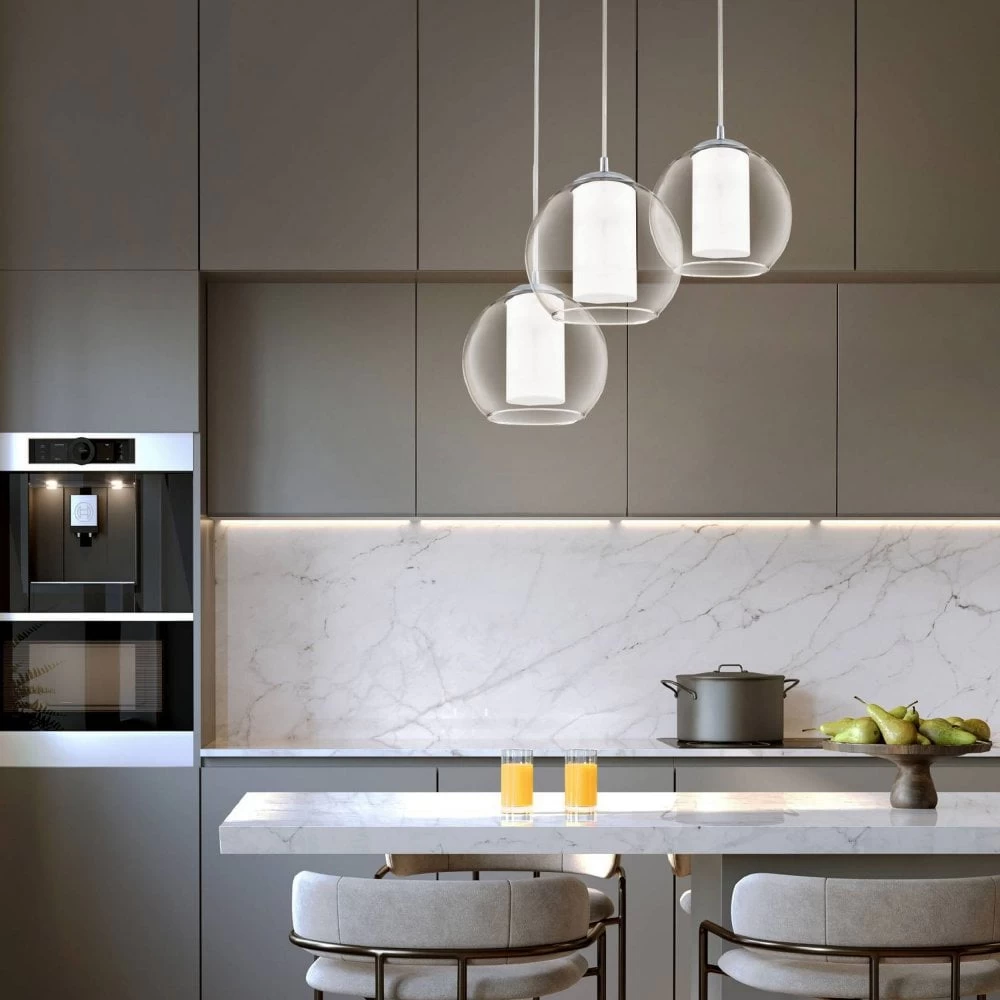 Eglo Bolsano Triple Glass Globe Pendant Light 3 Eglo Bolsano Triple Glass Globe Pendant Light