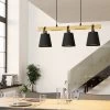 Eglo Boyle Three Lamp Linear Pendant In Black With Wooden Crossbar -Eglo eglo boyle three lamp linear pendant in black with wooden crossbar p23677 90269 image