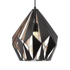 Eglo Carlton 1 310mm Black And Copper Open Cage Steel Pendant -Eglo eglo carlton 1 310mm black and copper open cage steel pendant p2911 4549 image