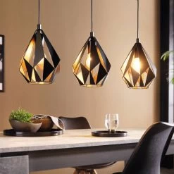 Eglo Carlton 1 Black And Copper Triple Bar Pendant