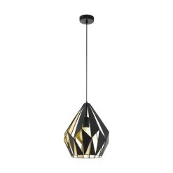 Eglo Carlton 1 Black And Gold Open Cage Steel Pendant -Eglo eglo carlton 1 black and gold open cage steel pendant p5867 10947 image