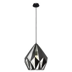 Eglo Carlton 1 Black And Silver Open Cage Pendant Light -Eglo eglo carlton 1 black and silver open cage pendant light p2912 4552 image