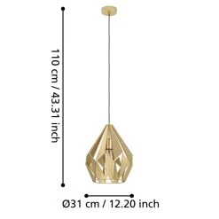Eglo Carlton 310mm Gold Coloured Open Cage Steel Pendant 11 Eglo Carlton 310mm Gold Coloured Open Cage Steel Pendant -Eglo eglo carlton 310mm gold coloured open cage steel pendant p23481 89086 image