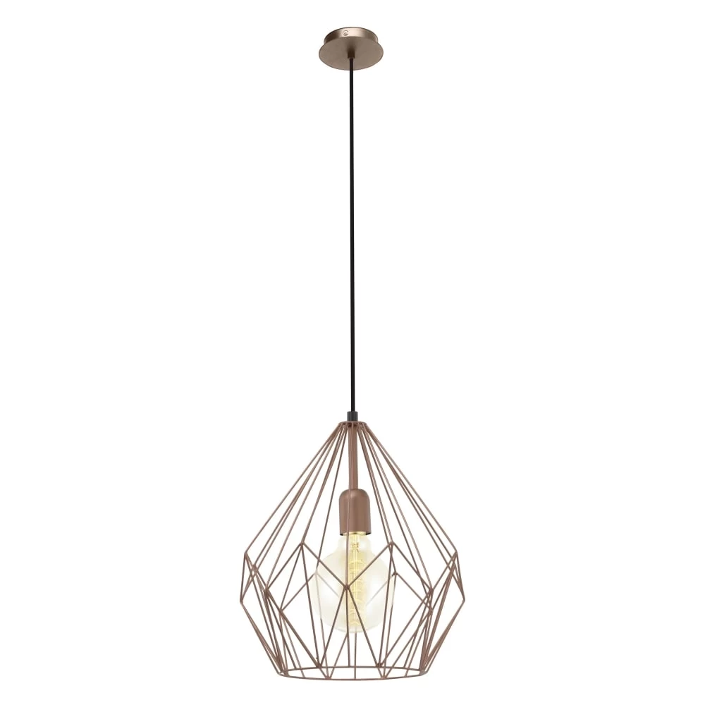 Eglo Carlton Copper Open Cage Pendant Light 4 Eglo Carlton Copper Open Cage Pendant Light - Image 2