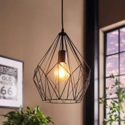 Eglo Carlton Open Cage Pendant In Black