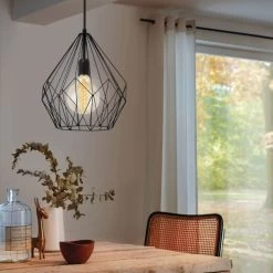 Eglo Carlton Open Cage Pendant In Black -Eglo eglo carlton open cage pendant in black p4996 85500 image