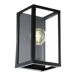 Eglo Charterhouse Box Wall Light In Black Steel And Clear Glass