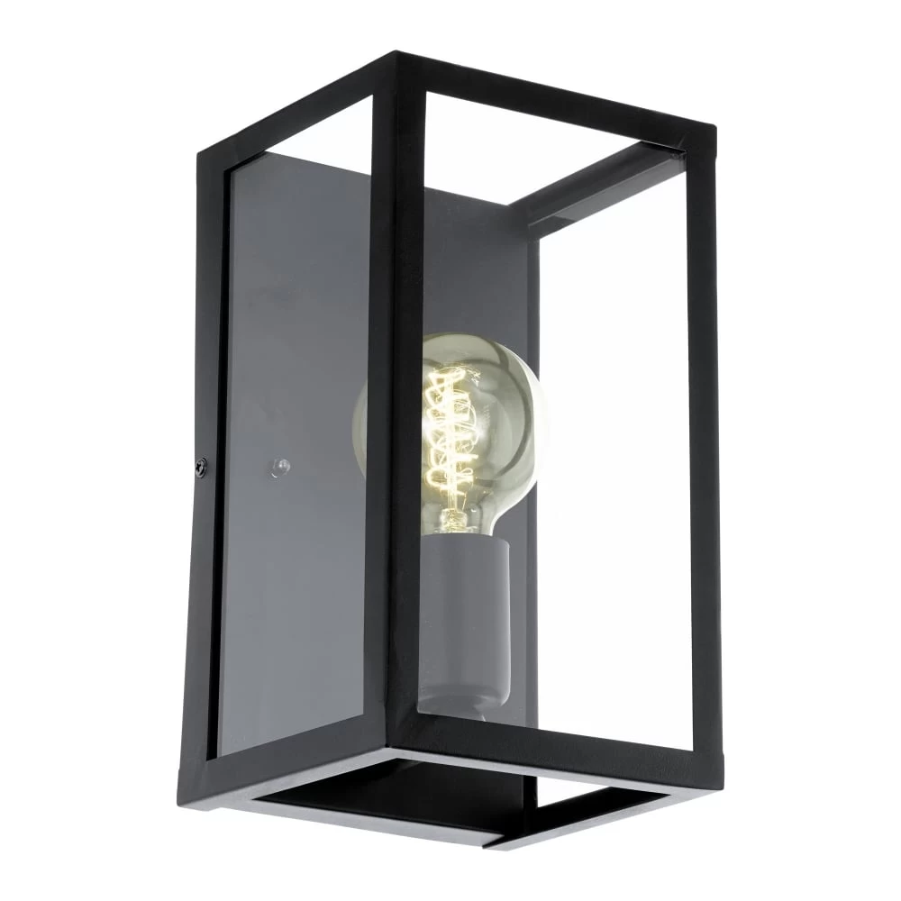 Eglo Charterhouse Box Wall Light In Black Steel And Clear Glass 3 Eglo Charterhouse Box Wall Light In Black Steel And Clear Glass