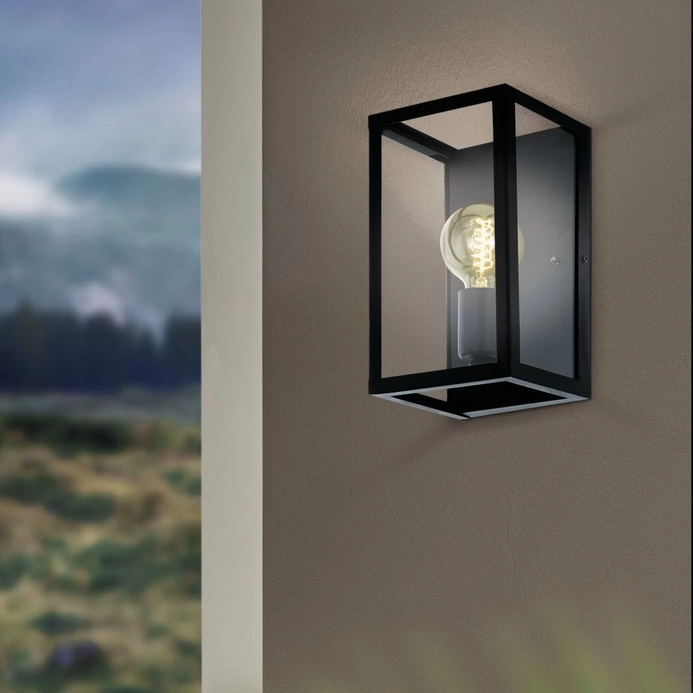 Eglo Charterhouse Box Wall Light In Black Steel And Clear Glass 4 Eglo Charterhouse Box Wall Light In Black Steel And Clear Glass - Image 2