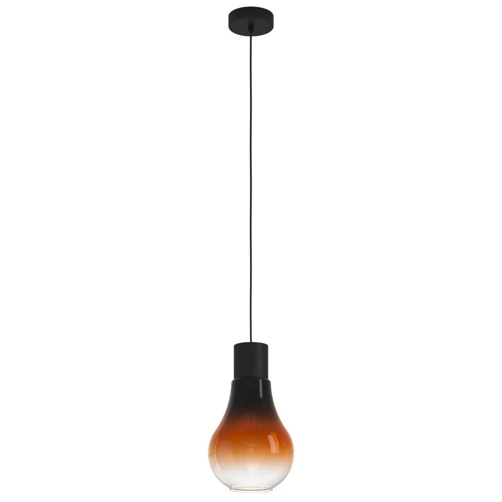 Eglo Chasely Single Drop Pendant With Black Brown Transparent Glass 4 Eglo Chasely Single Drop Pendant With Black Brown Transparent Glass - Image 2