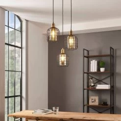 Eglo Chisle Triple Drop Round Pendant In Black & Bronze With Amber Vaporized Glass -Eglo eglo chisle triple drop round pendant in black bronze with amber vaporized glass p23595 89895 image