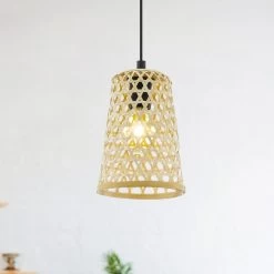 Eglo Claverdon 180mm Natural Rattan Wicker Pendant