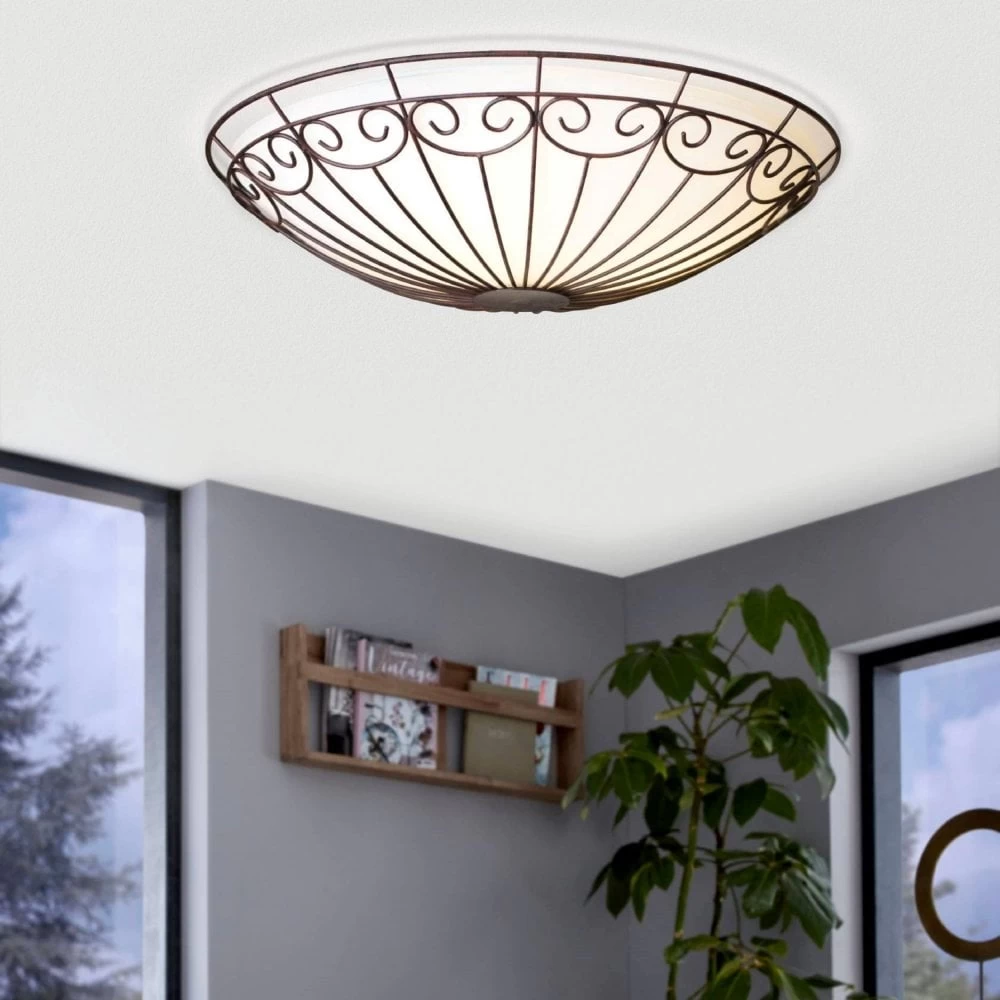 Eglo Colti Antique Brown And Ceiling Light With Satin Glass Shade 3 Eglo Colti Antique Brown And Ceiling Light With Satin Glass Shade