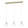 Eglo Copley Triple Drop Linear Pendant In Gold With Clear Glass Shades