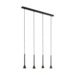 Eglo Cortaderas Four Light LED Bar Pendant In Black And Gold