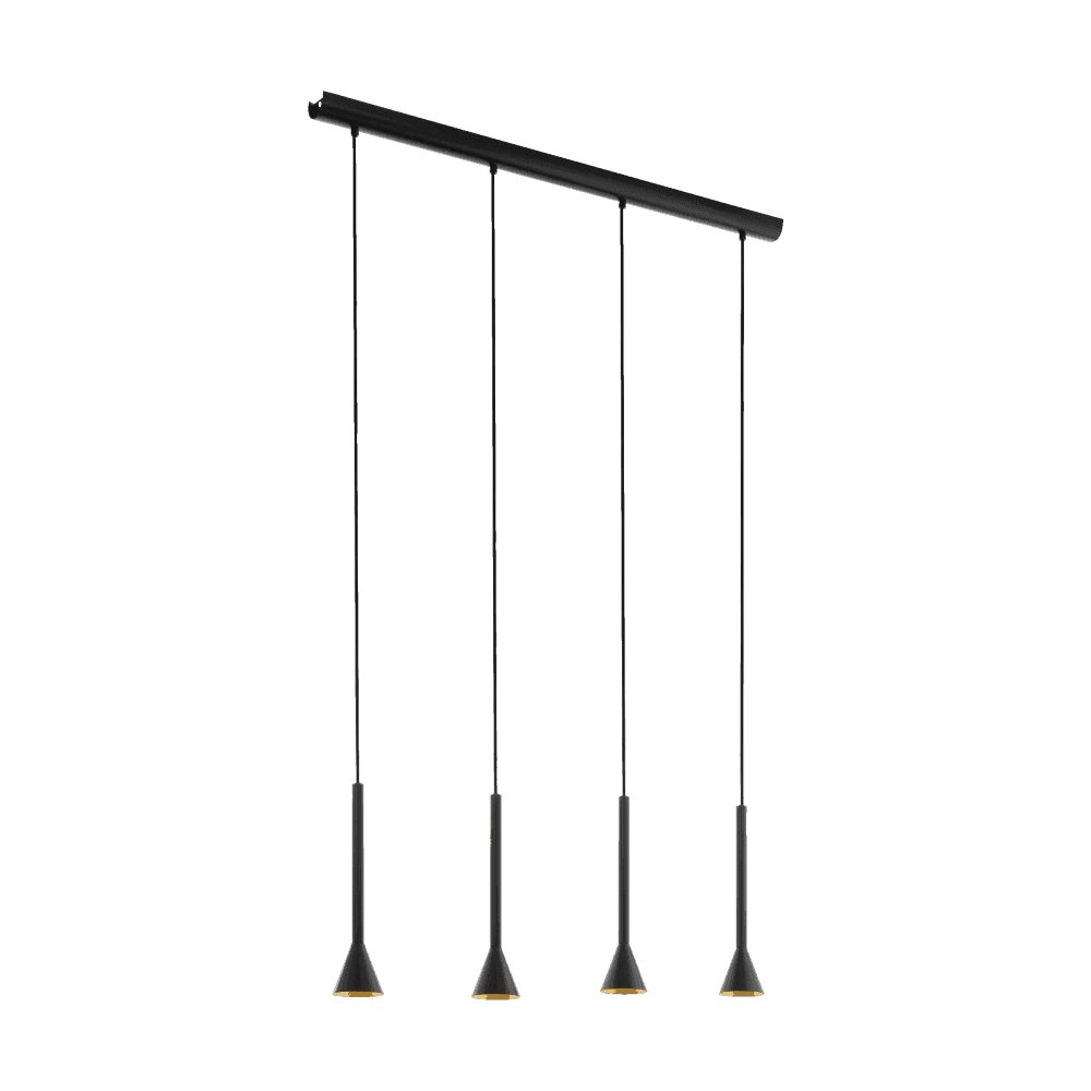 Eglo Cortaderas Four Light LED Bar Pendant In Black And Gold 3 Eglo Cortaderas Four Light LED Bar Pendant In Black And Gold