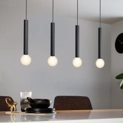 Eglo Cortenova Four Drop Bar Pendant In Black