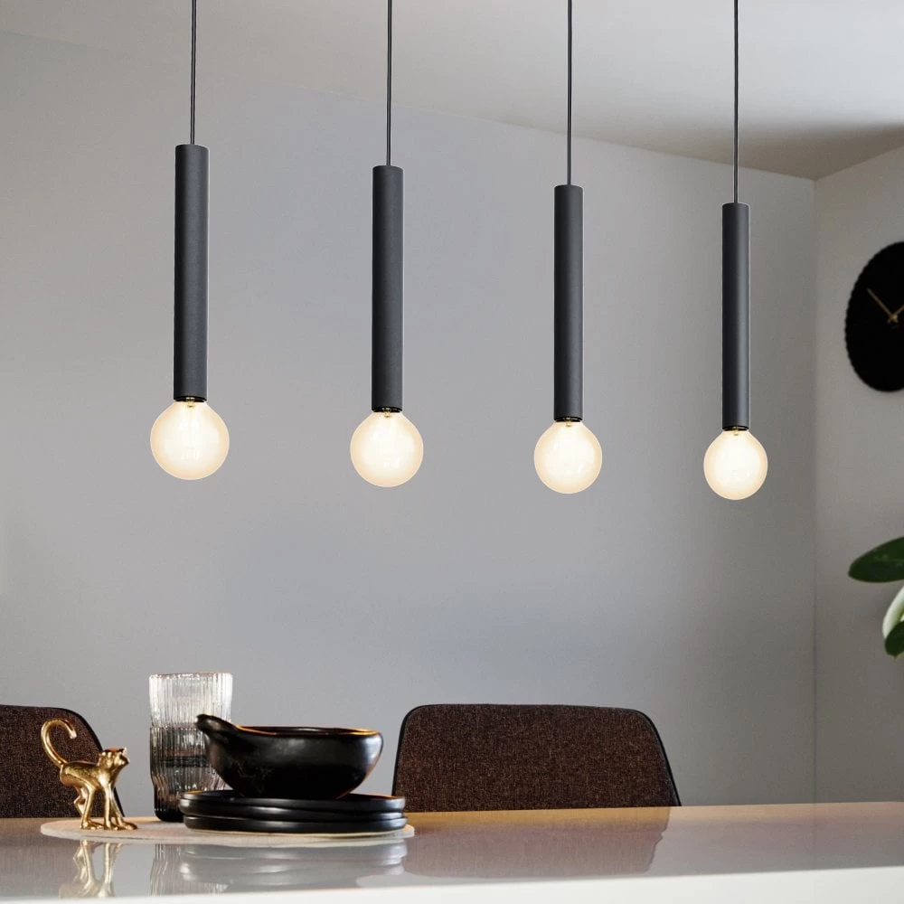 Eglo Cortenova Four Drop Bar Pendant In Black 3 Eglo Cortenova Four Drop Bar Pendant In Black
