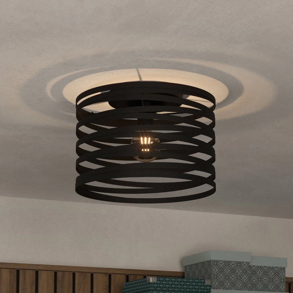 Eglo Cremella 370mm Spiral Style Black Ceiling Light 3 Eglo Cremella 370mm Spiral Style Black Ceiling Light