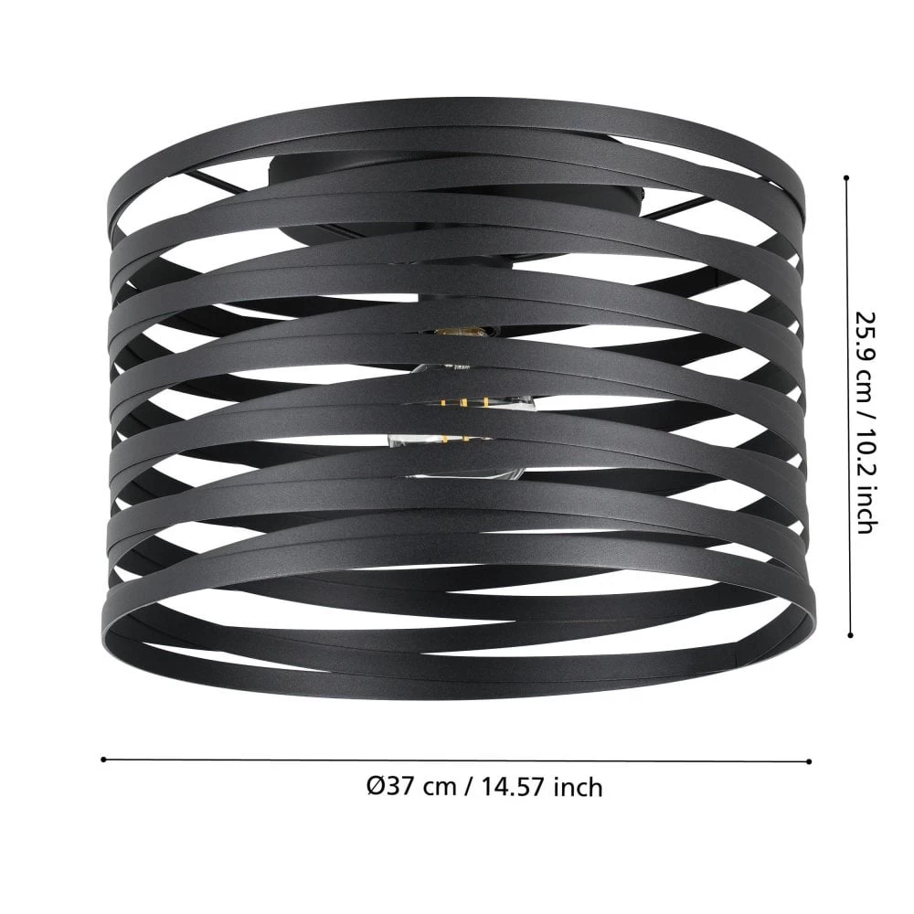 Eglo Cremella 370mm Spiral Style Black Ceiling Light 6 Eglo Cremella 370mm Spiral Style Black Ceiling Light - Image 4