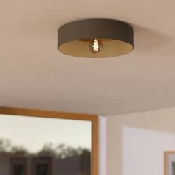 Eglo Duaia Ceiling Light In Grey With Reversible Plate Either Brushed Brass Or Wood Look -Eglo eglo duaia ceiling light in grey with reversible plate either brushed brass or wood look p23999 93288 image