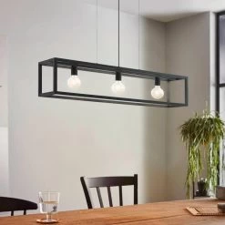 Eglo Elswick Triple Light Black Box Pendant