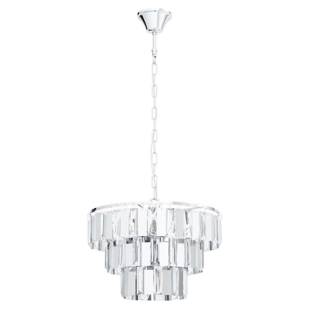 Eglo Erseka 385mm Chrome & Crystal Pendant Light 4 Eglo Erseka 385mm Chrome & Crystal Pendant Light - Image 2