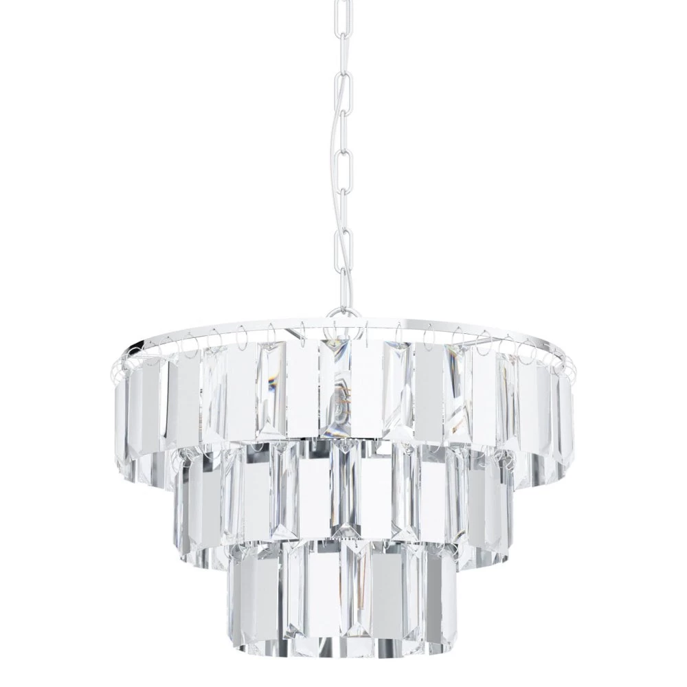 Eglo Erseka 385mm Chrome & Crystal Pendant Light 3 Eglo Erseka 385mm Chrome & Crystal Pendant Light
