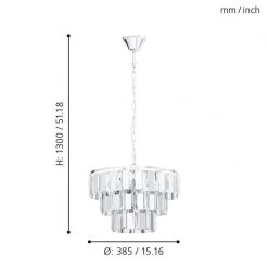 Eglo Erseka 385mm Chrome & Crystal Pendant Light 7 Eglo Erseka 385mm Chrome & Crystal Pendant Light -Eglo eglo erseka 385mm chrome crystal pendant light p15745 92436 image