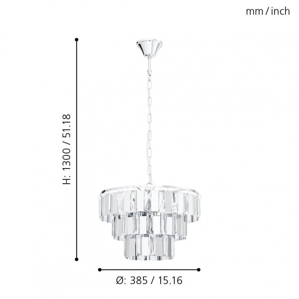 Eglo Erseka 385mm Chrome & Crystal Pendant Light 5 Eglo Erseka 385mm Chrome & Crystal Pendant Light - Image 3