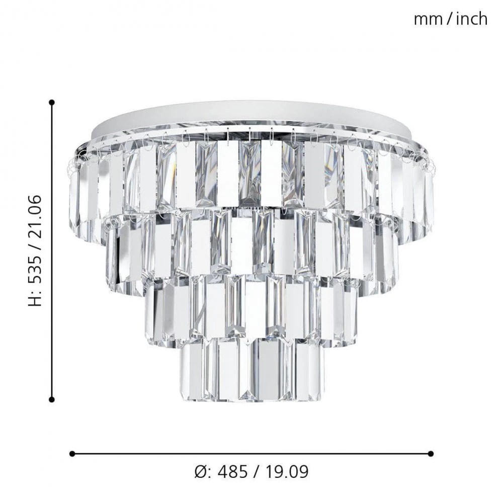Eglo Erseka 485mm Chrome & Crystal Ceiling Light 4 Eglo Erseka 485mm Chrome & Crystal Ceiling Light - Image 2