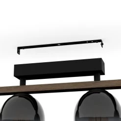 Eglo Filago Four Lamp Linear Ceiling Light With Wooden Crossbar & Glass Shades -Eglo eglo filago four lamp linear ceiling light with wooden crossbar glass shades p23913 92564 image
