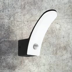 Eglo Fiumicino LED IP44 Outdoor PIR Sensor Wall Light In Black