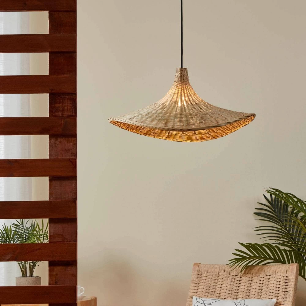 Eglo Haxey Single Drop Pendant With Pale Bamboo Wicker Shade 3 Eglo Haxey Single Drop Pendant With Pale Bamboo Wicker Shade