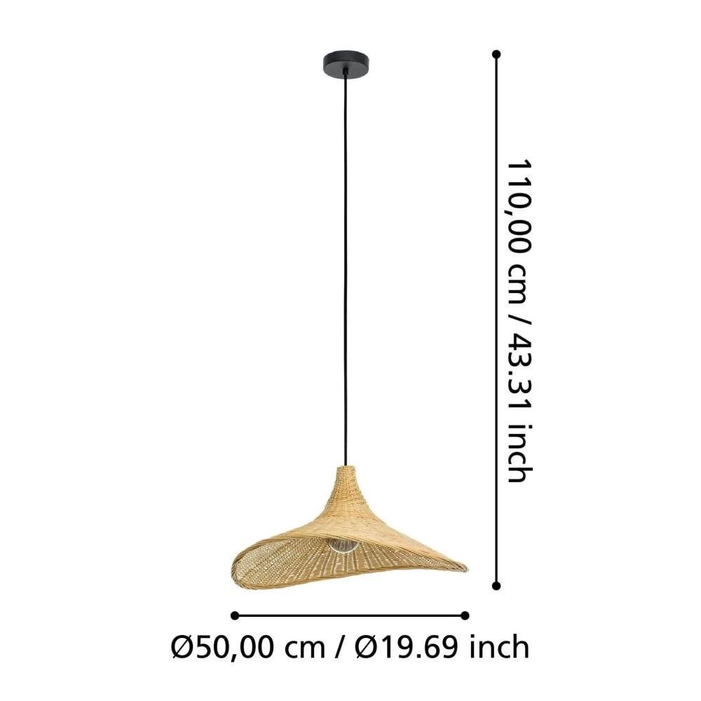 Eglo Haxey Single Drop Pendant With Pale Bamboo Wicker Shade 7 Eglo Haxey Single Drop Pendant With Pale Bamboo Wicker Shade - Image 5