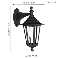 Eglo Laterna 4 Black IP44 Exterior Cast Aluminium Down Wall Light -Eglo eglo laterna 4 black ip44 exterior cast aluminium down wall light p1348 92050 image