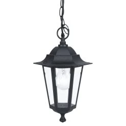 Eglo Laterna 4 Black IP44 Exterior Cast Aluminium Pendant Light