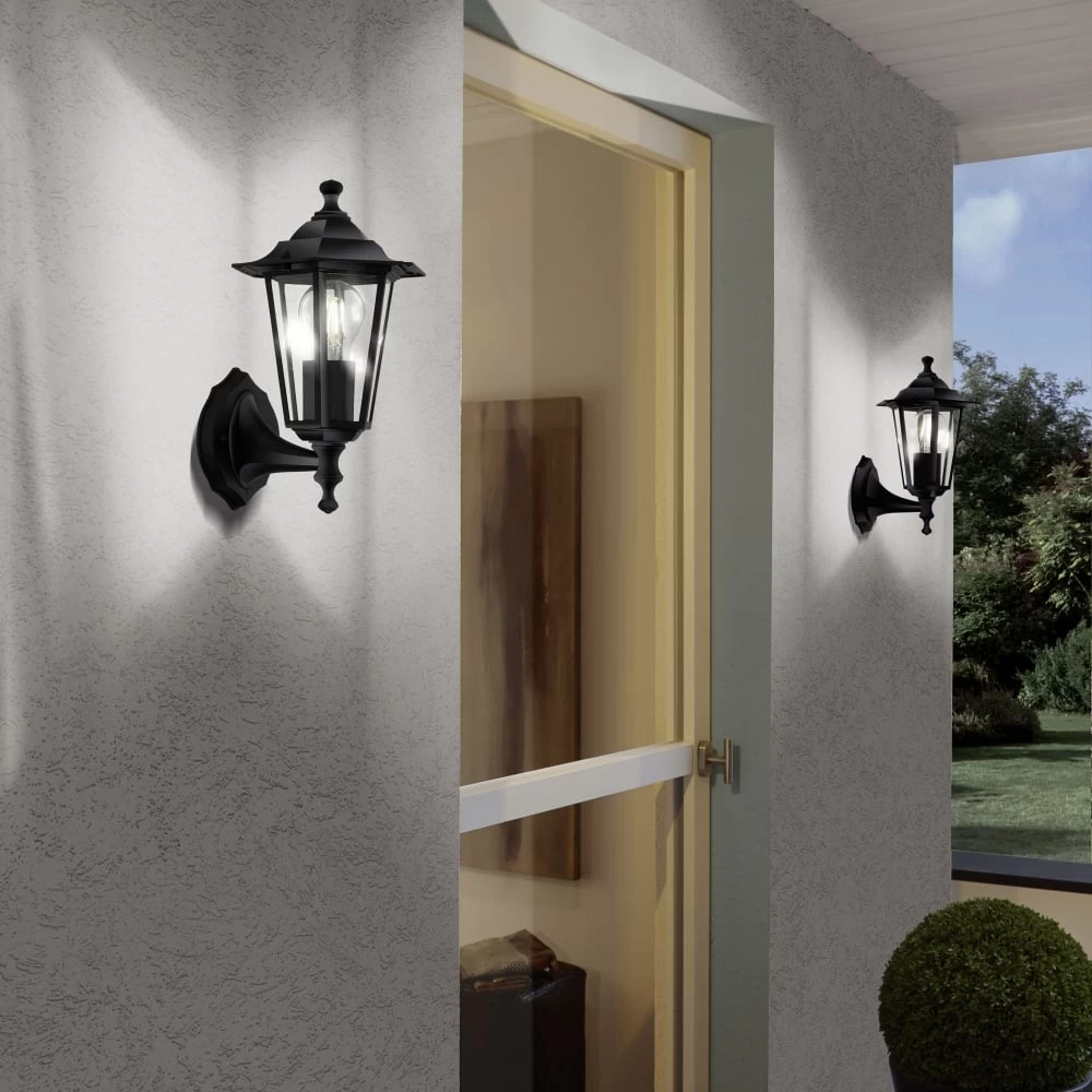 Eglo Laterna 4 Black IP44 Exterior Cast Aluminium Up Wall Light 4 Eglo Laterna 4 Black IP44 Exterior Cast Aluminium Up Wall Light - Image 2