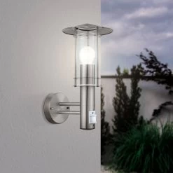 Eglo Lisio PIR Outdoor IP44 Stainless Steel Wall Light